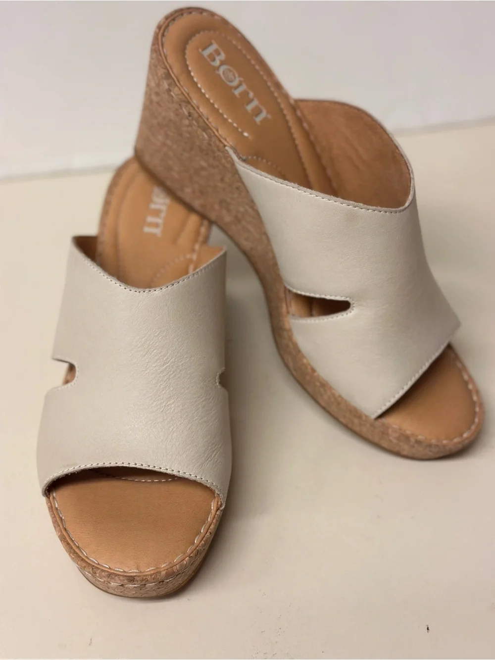 Born Women's Off-White Slide Platform Sandals